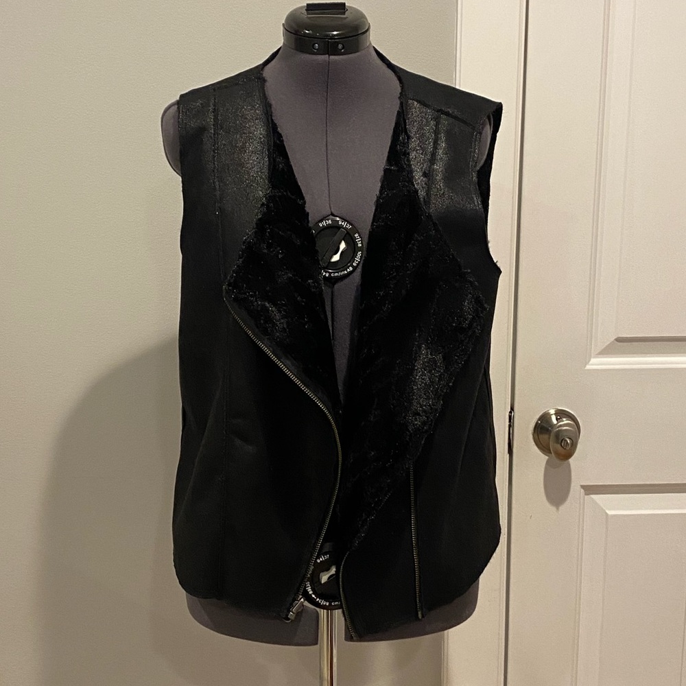 Bloomingdales Reversible Black Faux Fur Vest